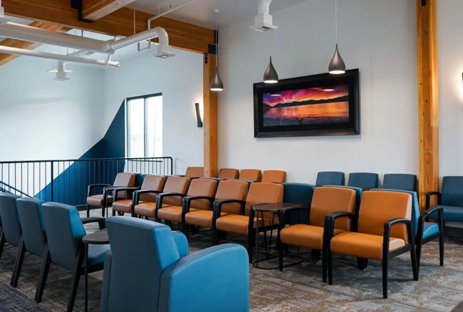 Lobby and reception furniture in a medical office in North Idaho