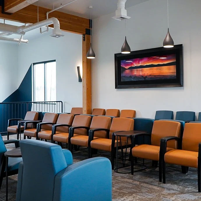 Lobby and reception furniture in a medical office in North Idaho