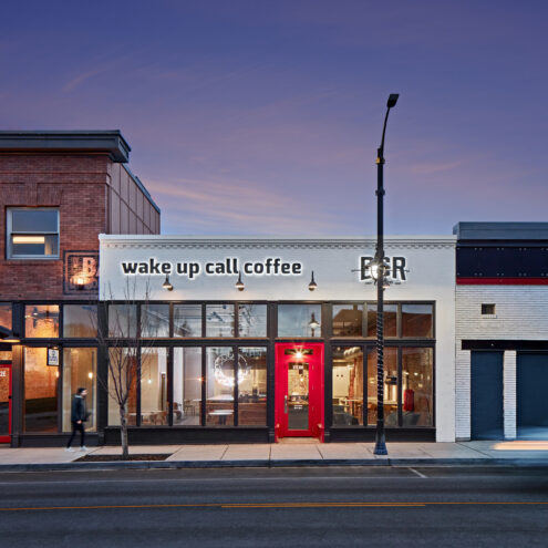exterior shot of wake up call coffee shop
