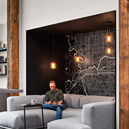 Lounge furniture in a coffee shop in Spokane