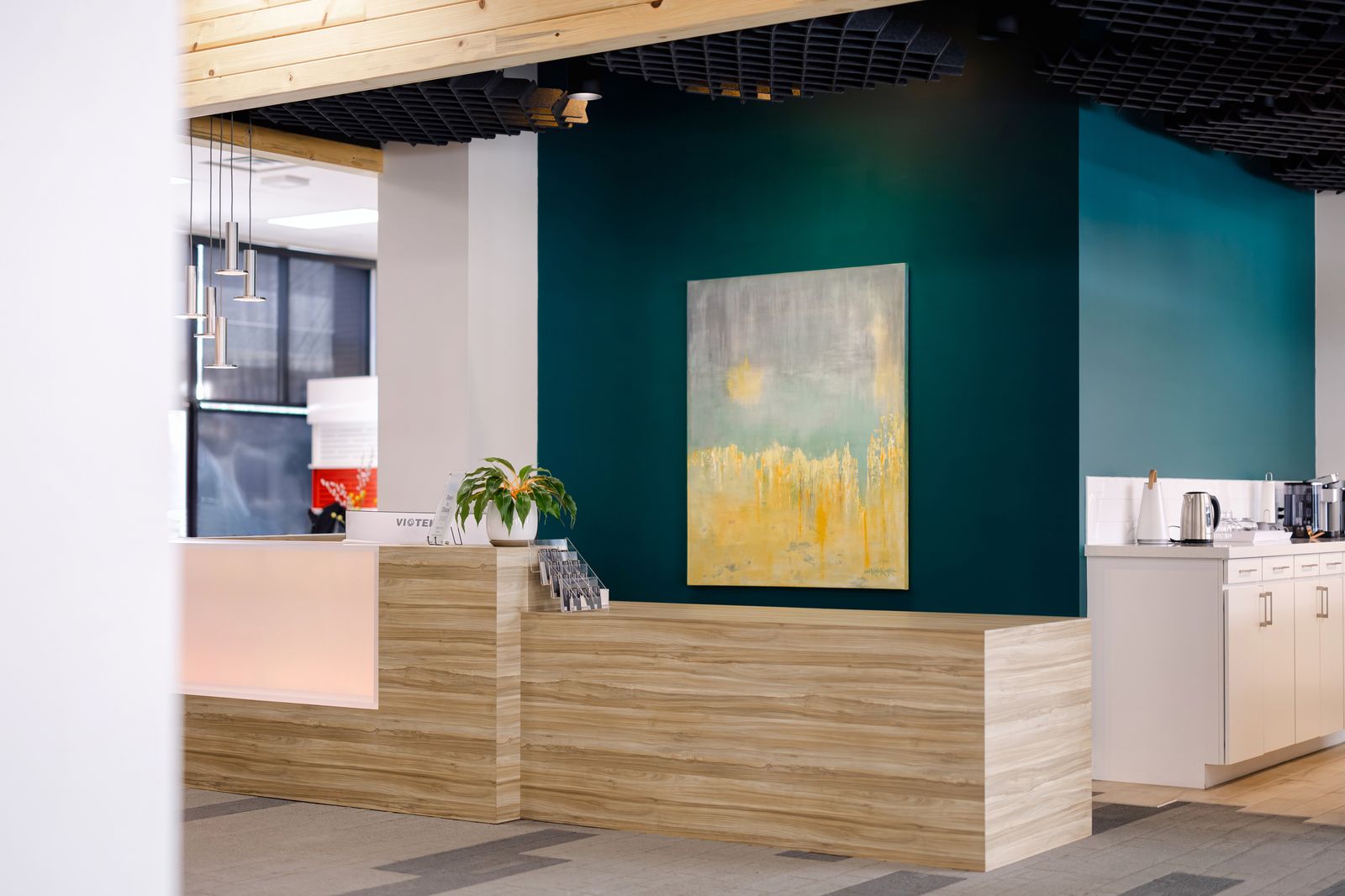 Reception desk in the Freeform Boise showroom