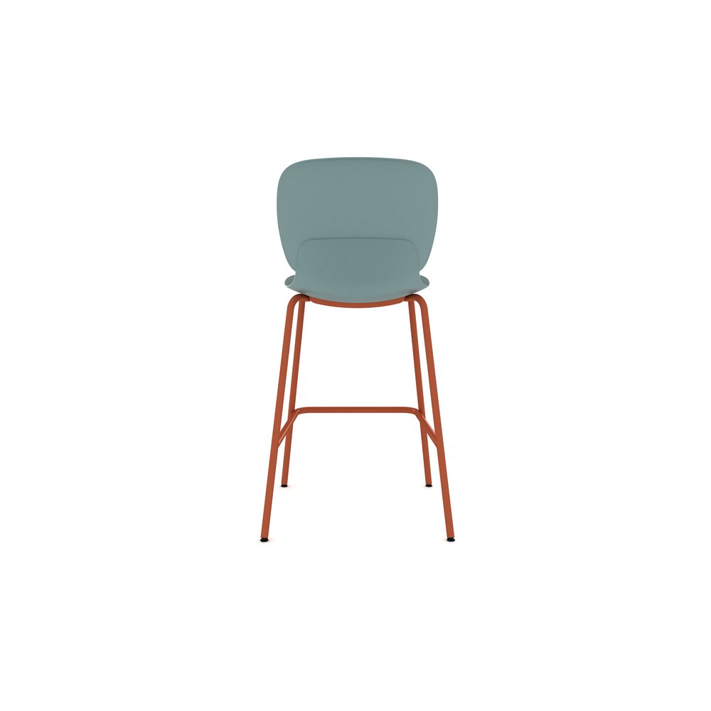 Haworth Maari bar-height stool with a molded shell and four-leg steel base