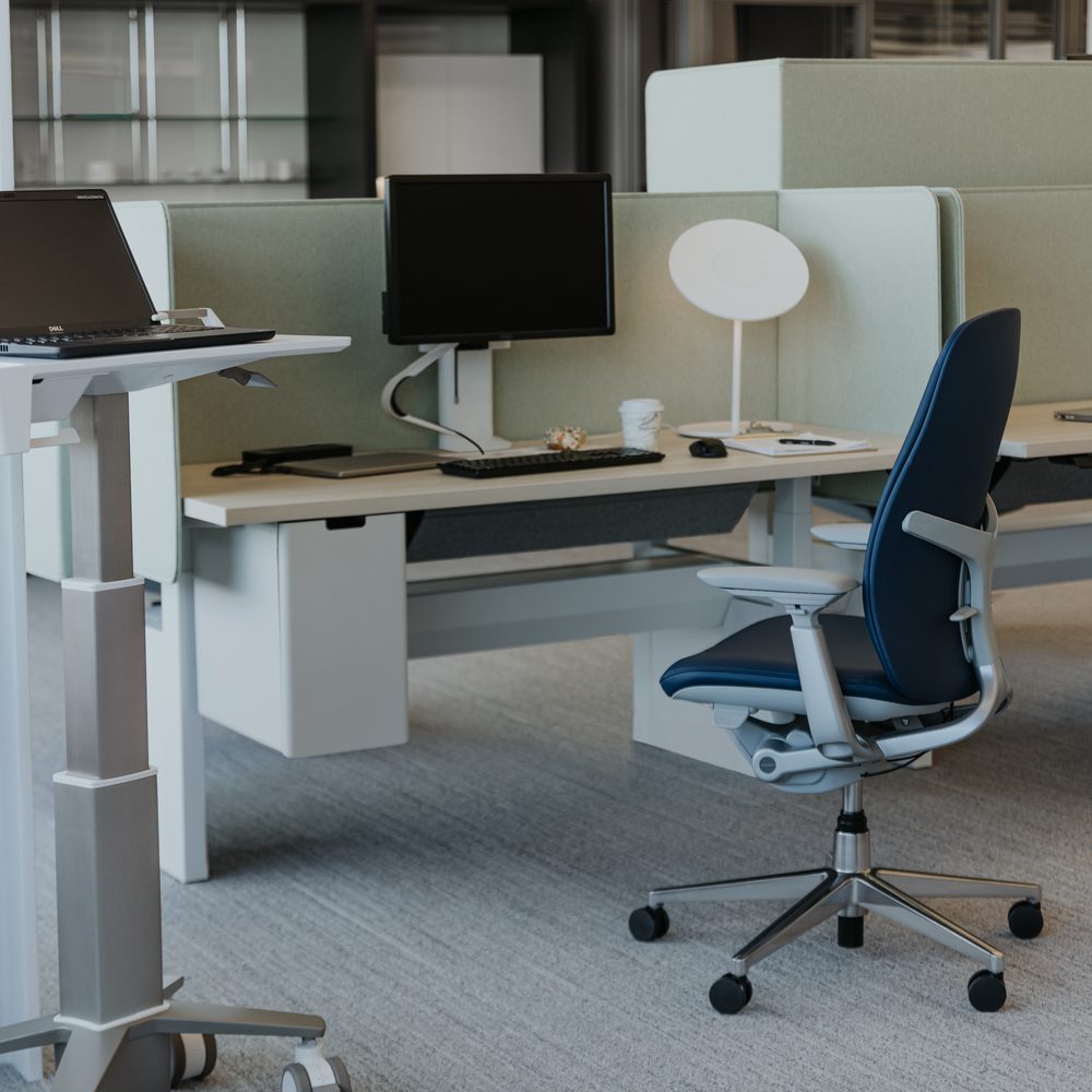Haworth Zody LX task chair at a sit-stand desk